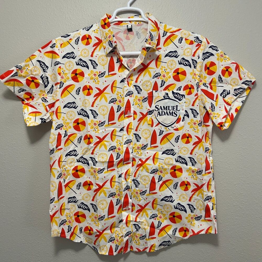 Samuel Adams Button-Up Shirt Mens M Multicolor Beach Print Used
